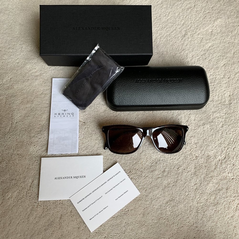 UNISEX Made in Italy ALEXANDER McQUEEN Tortoise Rectangular Frame SUNGLASSES